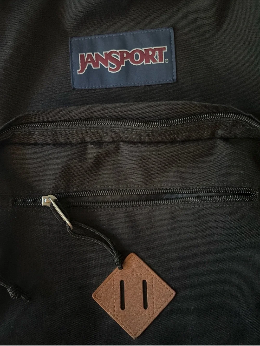 Vintage JanSport City View Black Backpack Faux Leather Bottom School Daypack 90s